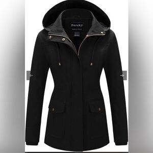 Pursky Women's Cotton Anorak Jacket Lightweight Casual Military coat